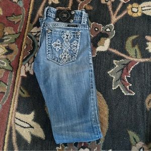 Miss Me Bootcut Jeans Cross Pockets Size 26 Leg 32